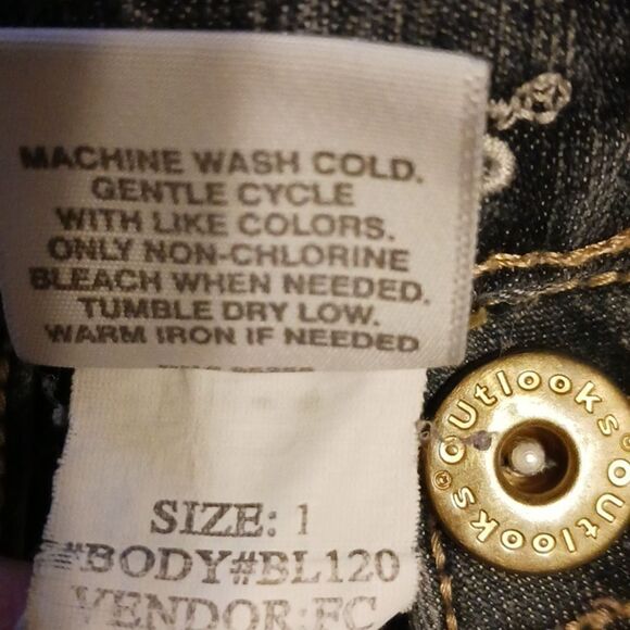 OUTLOOKS Straight Leg Jeans Low Rise Stretch Button Pockets Size 1 27x31 - Picture 4 of 11